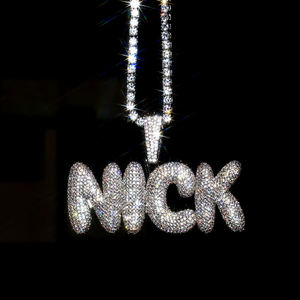 จี้รูปตัวอักษร Nick ประดับคริสตัลและเพชรเทียมชุบเงิน สไตล์ฮิปฮอป เครื่องประดับแฟชั่นสำหรับทุกเพศ - Product Image 1