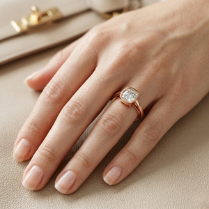 1 Ct IGI Certified Lab Grown Diamond <b>Ring</b> <b>Cushion</b> Cut Bezel Setting 9K Gold Engagement <b>Wedding</b> Anniversary Fine Jewelry Supplier - Product Image 2