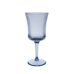 Verre à vin en plastique sans BPA 14oz couleur bleue ligne droite - Product Image 1
