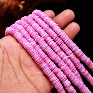 Perles Heishi en opale rose naturelle, forme de roue lisse, 6-7mm, perles de pierres précieuses en opale rose, vente en gros, brin de perles en vrac, 16 pouces - Product Image 6