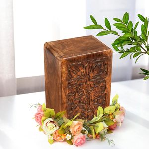 Hand Carved Wooden Cremation Urn for Human Ashes Adult <b>Large</b> Capacity Solid Wood Funeral Memorial <b>Box</b> Luxury Decorative <b>Keepsake</b> - Product Image 5