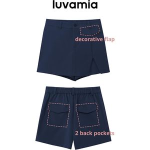 2025 High-Waisted Dressy Casual Summer Skorts Trendy Pocket Mini Split Dress <b>Shorts</b> for <b>Women</b> Hot High Fashion Pocket <b>Shorts</b> - Product Image 3