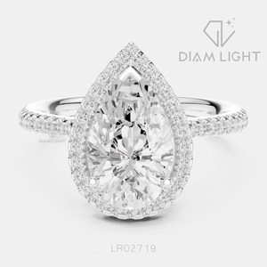 Bague de mariage en or blanc 14 carats avec diamant de laboratoire de 2,02 carats, taille poire, certifiée IGI, bijoux fins, cadeau pour fiançailles, mariage, anniversaire - Product Image 1