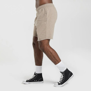 Shorts de jogging OEM pour hommes en molleton bouclette personnalisable avec cordon de serrage, en coton tricoté uni, pour l'été, avec logo personnalisé - Product Image 4