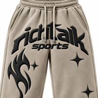 Pantalon de survêtement mi-long Richitalk pour homme, style urbain, avec cordon élastique, respirant, imprimé caoutchouc en relief, en polyester léger, idéal pour l'été