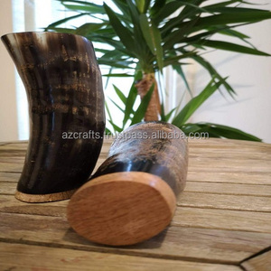 Ensemble de tasses en corne de buffle sculptée polie 4 pièces, finition naturelle, corne de boeuf, tasses à boire Viking, artisanat animal religieux de noël - Product Image 3