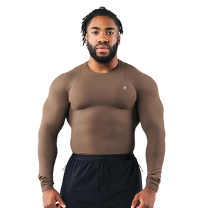 <b>Men</b> Compression Long Sleeve Shirt <b>Stretch</b> Fit Muscle Support Performance Top for Gym Training Workout - Product Image 1