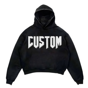 Vintage <b>French</b> Terry Cotton Fleece Customizable Breathable Hoodie Men Front Distressed Chenille Embroidery Custom Logo Winter 3D - Product Image 4