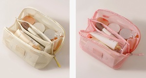 Organizador de Cosméticos Transparente de Gran Capacidad, Portátil, con Malla Rosa, para Bolsa de Aseo, Multifuncional, con Cierre, para Mujer - Product Image 3