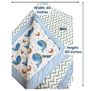 Edredón Reversible de Algodón Jaipuri para Bebé, Tamaño 60x40 Pulgadas, Estampado a Mano en Jaipur, Súper Suave, Personalizado, Tinte No Tóxico, Ecológico - Product Image 4