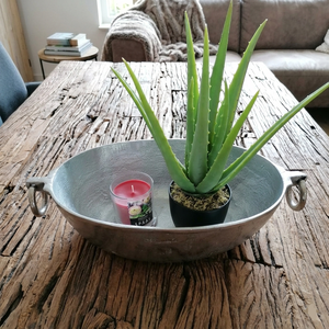 ชามอลูมิเนียมทรงกลมขนาดใหญ่สำหรับตกแต่ง,พร้อมที่จับห่วงชามเสิร์ฟอาหารและดอกไม้ - Product Image 1