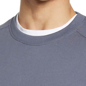 Sweat-shirt à col rond gris uni 100% coton tricoté respirant coupe classique manches longues pour l'automne - Product Image 4