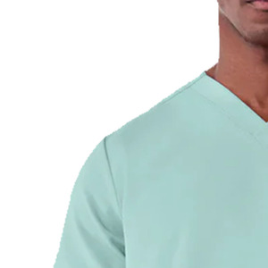 Ensemble de blouses médicales vert menthe pour hommes, col en V, manches courtes, avec poche poitrine, uniforme d'infirmier d'hôpital - Product Image 3