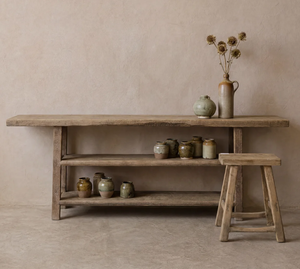 Rustic Wooden <b>Console</b> <b>Table</b> Reclaimed Elm Entryway Sofa <b>Table</b> Farmhouse Hallway Furniture Vintage <b>Storage</b> Shelf Home Furniture - Product Image 3
