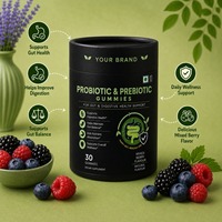 Gomitas Probióticas y Prebióticas Sin Gluten, Sin OMG, Sabor a Bayas Mixtas, Vegetarianas, Sin Gelatina, para la Digestión Intestinal, Marca Privada OEM