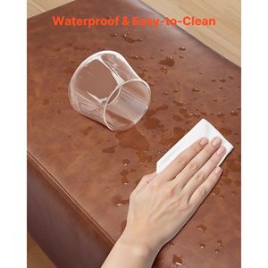 Banco Moderno de Piel Sintética para Entrada con Patas Metálicas, Asiento Tapizado para Zapatos, Mueble Contemporáneo para Dormitorio y Sala de Estar - Product Image 5