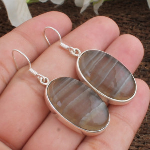 Pendientes de Fluorita Ovalada Natural al por Mayor, Pendientes de Plata de Ley 925 con Piedras Preciosas para Mujer, Joyería Fina a Precio de Fábrica - Product Image 2