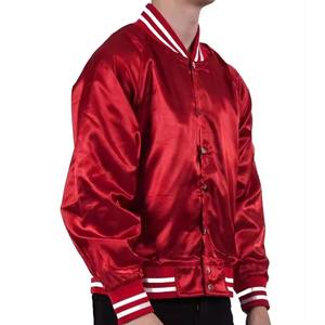 Satin Varsity <b>Jackets</b> for Men New Arrival Customized Red Button Outdoor Fashion Satin <b>jacket</b> for men - Product Image 1