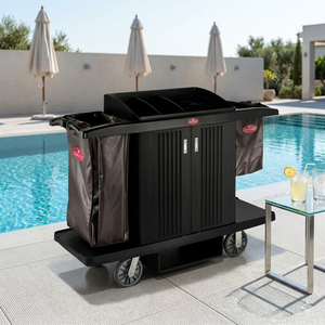 Chariot de ménage robuste en ABS pour hôtels, centres de villégiature, hôpitaux et services hôteliers, avec rangement - Product Image 3