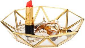 Plateau à bijoux en forme de cœur avec miroir et cadre doré pour le rangement des montres et des bagues - Product Image 2