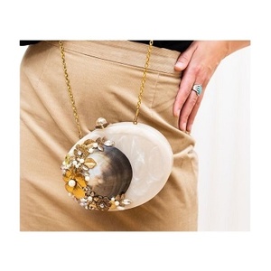 Multi Use Epoxy Resin Handcrafted Designer Evening Bridal Clutch Cum Ladies Sling Bag Handcrafted Designer Resin Clutches Bag - Product Image 1