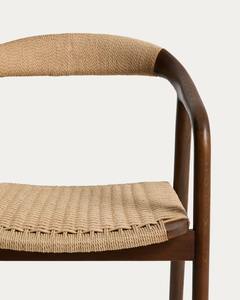 Chaise de salle à manger en teck massif de qualité supérieure avec assise en rotin tressé à la main – Fauteuil de style scandinave pour restaurant, café, hôtel - Product Image 4