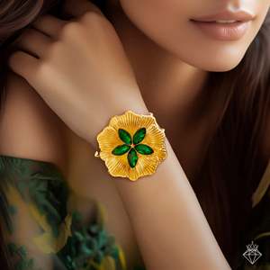 PRAO Emerald Flower <b>Crystal</b> Bracelet with Anti-Tarnish Feature Adjustable Size - Product Image 3
