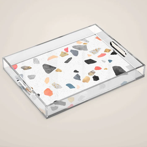 Elegante Bandeja Acrílica con Estampado Floral, Novedad Artesanal para Celebrar el Día de la Madre, Bandeja Decorativa Acrílica para Mesa de Comedor - Product Image 2