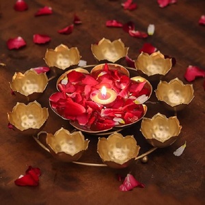 Decorative Gold Metal Tealight Holder Candle <b>Stand</b> for Home Christmas Festival Diwali and Event Decoration - Product Image 5