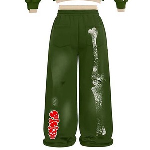 Conjunto de Sudadera con Capucha Verde para Hombre, Estilo Urbano con Estampado Digital, Conjunto de Dos Piezas con Patrón de Huesos y Pantalones con Cremallera - Product Image 2