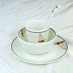 Melamine Luxury Tableware Tea Cup <b>Set</b> Saucer Spoon Asian Scene Landscape Pattern Dishware Eco-Friendly Dishwasher Safe <b>Microwave</b> - Product Image 1