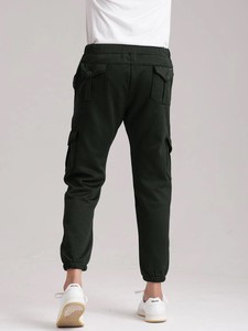 กางเกงวอร์มคาร์โก้สีดำสำหรับผู้ชาย เอวยางยืด ปิดด้วยเชือกผูก มีกระเป๋าหลายช่อง สวมใส่สบายๆ สำหรับฤดูใบไม้ร่วง ปักลาย ไซส์ใหญ่ - Product Image 3