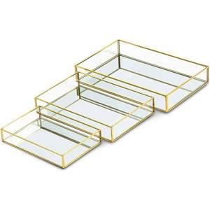 Plateau décoratif ovale en or de luxe, miroir, en métal et cristal, organiseur de cosmétiques, rangement de bijoux, centre de table de mariage, décoration intérieure - Product Image 2