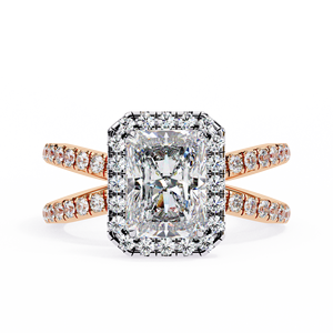 Dazzling 2.00ct Radiant Lab Diamond Engagement <b>Ring</b> Pave Halo 18K Gold Vermeil Sustainable Luxury Full Pave Bridal <b>Ring</b> - Product Image 3