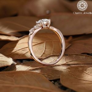 Charm Jewells Moissanite <b>Eternity</b> Band Engagement <b>Ring</b> 925 <b>Silver</b> Gold Plated Prong Setting Cushion Cut Women's Classic IGI - Product Image 3