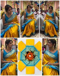 La Mejor Colección Antra Lifestyle Banarasi Jacquard, Nuevo Diseño Tradicional Indio para Verano/Invierno, Sin Arrugas, Protección Solar - Product Image 4