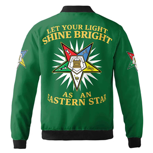 Custom Name Chapter OES Let Your <b>Light</b> Shine Bright Unisex Bomber <b>Jacket</b> S-5XL Premium Custom Made Long Sleeve Masonic <b>Jacket</b> - Product Image 3