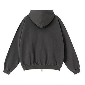 Sudadera con Capucha y Cremallera de Algodón Grueso Lavado, Bordada Personalizada para Hombre - Product Image 5