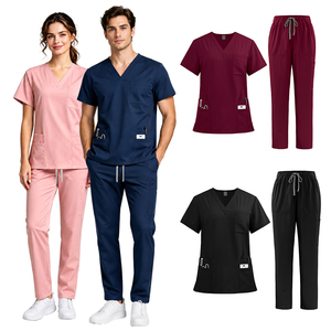 High Quality Doctor Short Sleeve <b>Scrub</b> Suit Nurse <b>Uniform</b> Medical Hospital Workwear Set in Stock - Product Image 1