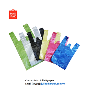 Bolsas con asa de camiseta en relieve Supermercado PE Material Reciclable Chaleco Mango Tamaño personalizado Color Hecho Vietnam ODM Fabricante - Product Image 4