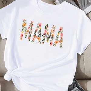 เสื้อยืดผู้หญิง comfit แม่มีความสุขกับการออกแบบดอกไม้ - Product Image 3