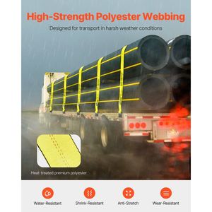 Sangles de treuil 4 po x 30 po avec capacité de charge de 6 000 lb et résistance à la rupture de 18 000 lb, attaches à cliquet à crochet plat pour camions à plateau et marchandises - Product Image 3