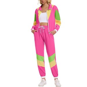Women Color Blocking Tracksuit Full Sleeve Zipper Front Casual <b>Jogging</b> <b>Suit</b> With Side Pockets Spring Wear - Product Image 1