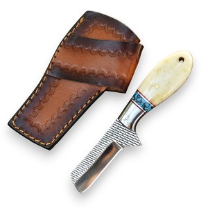 Nordic Forge Rasp Steel Cowboy Bull Cutter <b>Knife</b> With <b>Bone</b> & Turquoise <b>Handle</b> - Horizontal Carry Leather Sheath EDC <b>Knife</b> OEM - Product Image 1