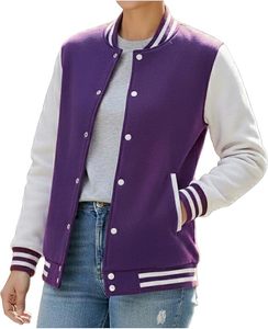 Chaqueta Varsity para Mujer, Tendencia 2026, Negra con Letras Rojas Bordadas, Manga Larga, Cuello Camisero, Cierre de Botón, para Otoño - Product Image 5