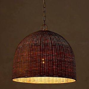 Lampe suspendue en rotin biologique de style zen japonais, minimaliste, artisanale, tissée à la main, pour îlot de cuisine, chambre à coucher - Product Image 2