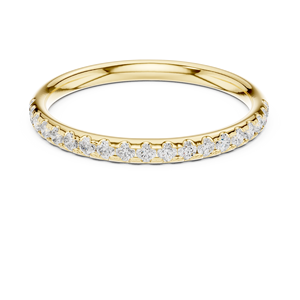 Rose Gold Lab Grown Diamond Shared Prong Wedding Band Minimalist Half Eternity <b>Stacking</b> <b>Ring</b> Women's Fine Jewelry - Product Image 1