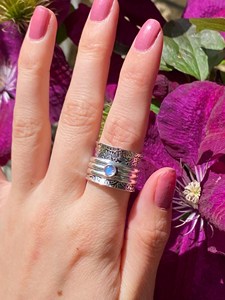 Handmade Moonstone <b>Spinner</b> <b>Ring</b> Engraved 925 Sterling Silver Fidget Jewelry Anxiety Relief ADHD Stress <b>Ring</b> Gift - Product Image 3