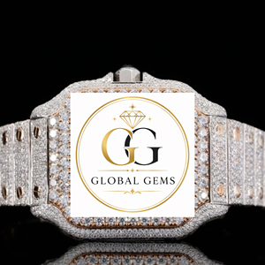 High Quality Iced Out Moissanite Diamond Watch Featuring Ruber Strap Dial For Events Available at Affordable Price from India - Product Image 6