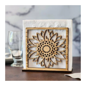 Porte-serviettes vertical |   Support à serviettes en papier en fil métallique floral finition laiton antique - Product Image 6